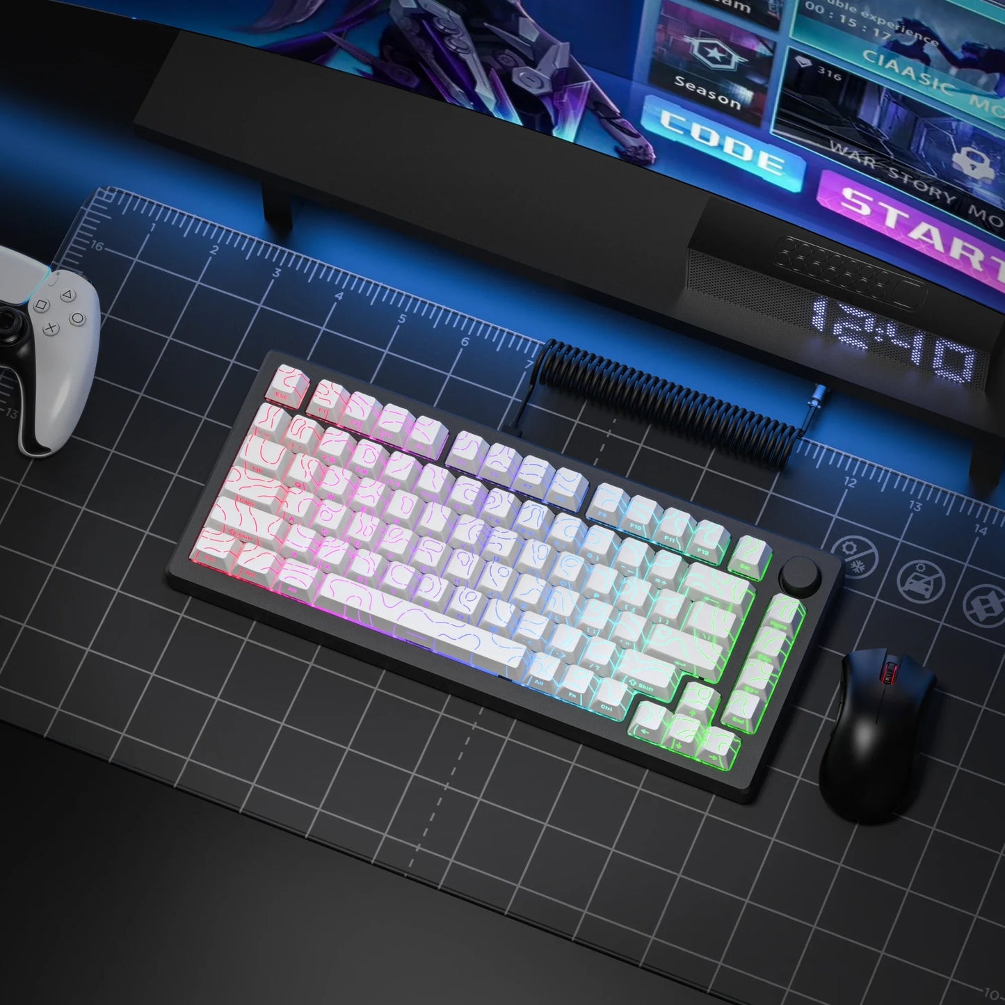 Nexa 98 Key White Topographic 4.0 PBT Keycaps