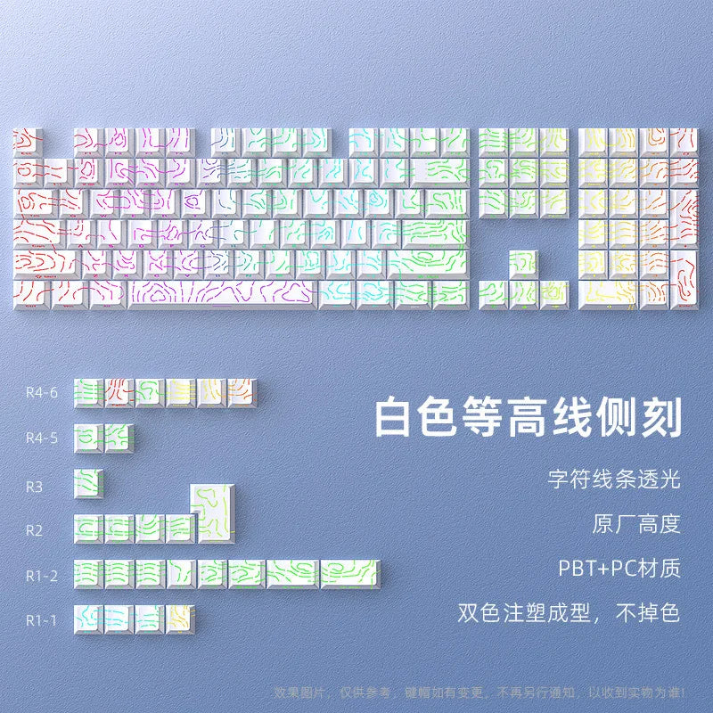 Nexa 98 Key White Topographic 4.0 PBT Keycaps