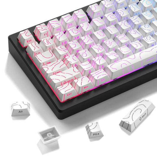 Nexa 98 Key White Topographic 4.0 PBT Keycaps