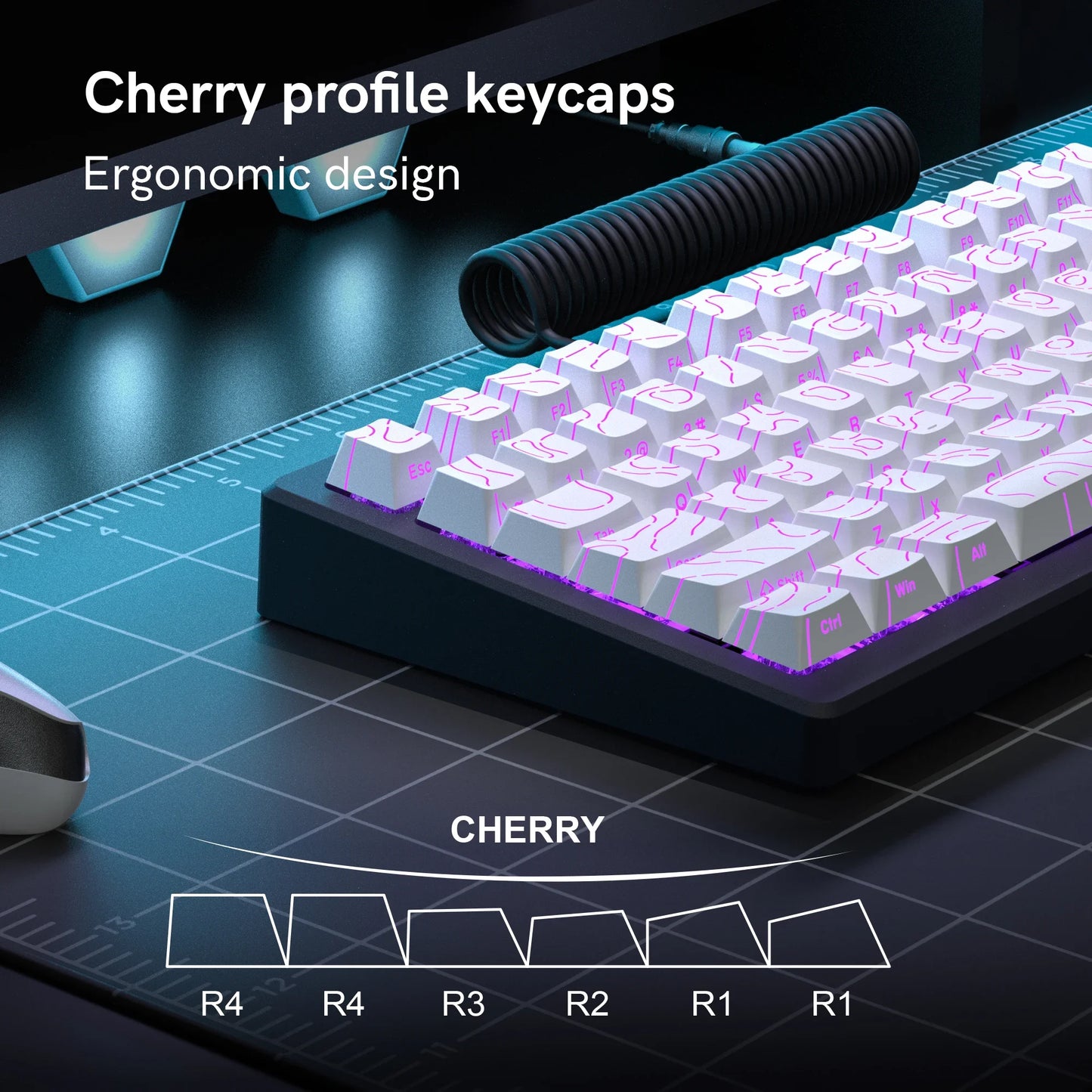 Nexa 98 Key White Topographic 4.0 PBT Keycaps